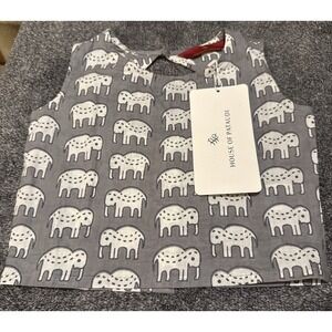 House of Pataudi Elephant‎ Print Sleeveless Top Kids 4–5Y Gray White NWT